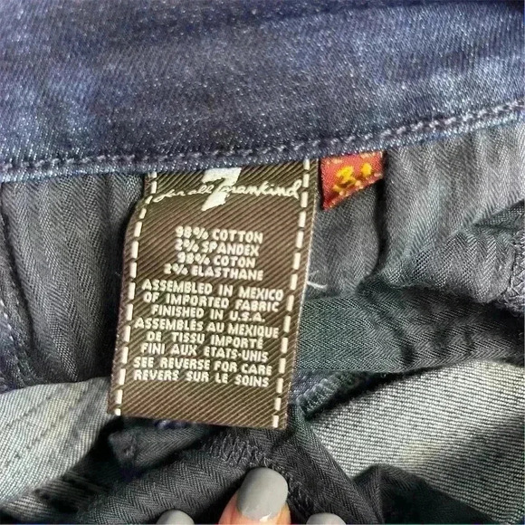 7 For All Mankind Women's Skinny Jeans Size 31 Dark Wash Blue Denim - Picture 11 of 12